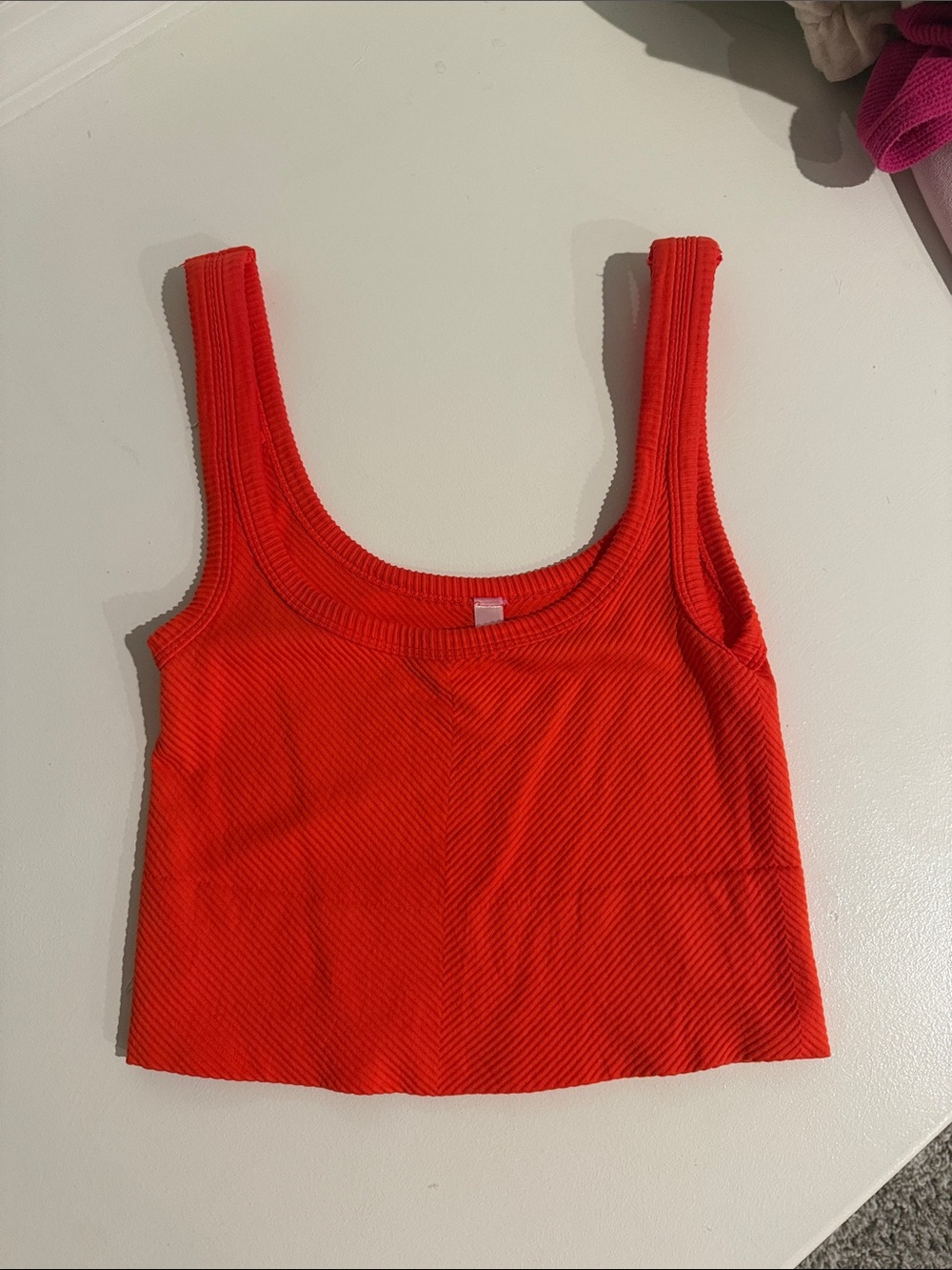 Nikibiki Vibrant Red Ribbed Scoop Crop Tank Worn Once